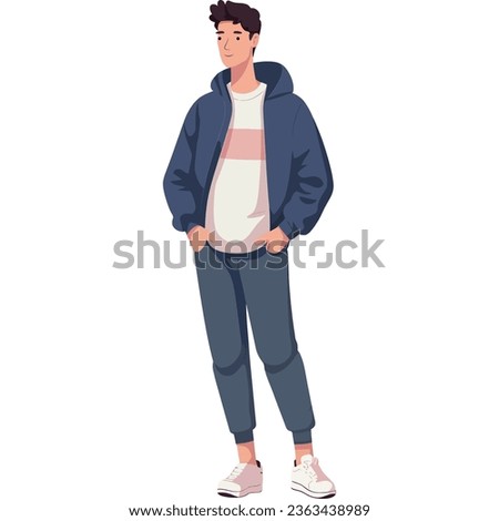 young man wearing jacket character isolated