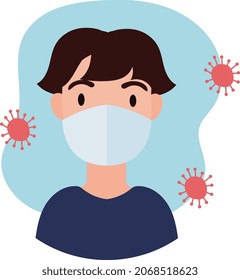 young man wearing medical mask block style