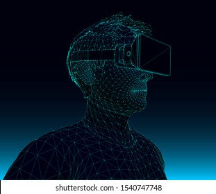 young man wearing a virtual reality headset