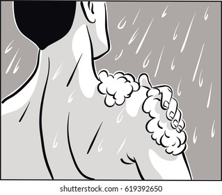 Young man, while you wash in the shower.