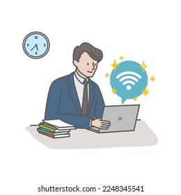 A young man who can work smoothly with a comfortable Wi-Fi environment