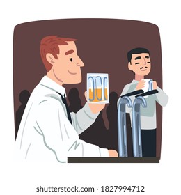 Young Man who Drinking Alone after Work, Businessman or Office Worker Daily Routine Cartoon Style Vector Illustration