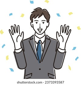 A young man who is happy with his arms outstretched
