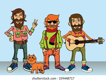 The young man who prefers a retro style. Hipster. Clothing Retro. 