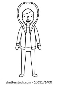 young man with winter clothes