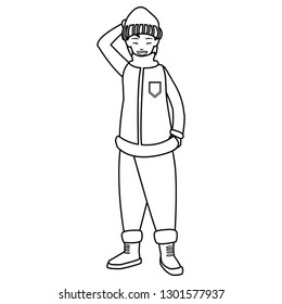 young man with winter clothes