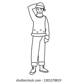 young man with winter clothes