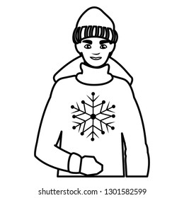 young man with winter clothes