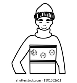young man with winter clothes