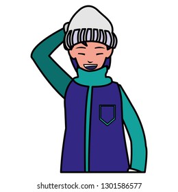 young man with winter clothes
