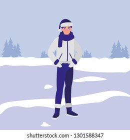 young man with winter clothes