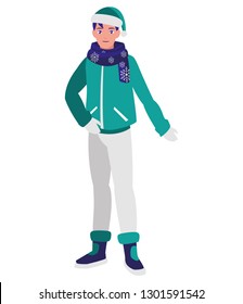 young man with winter clothes