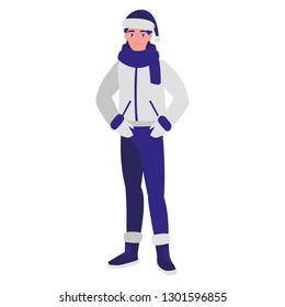 young man with winter clothes