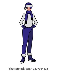 young man with winter clothes