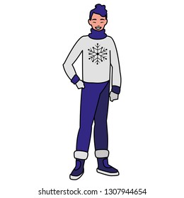 young man with winter clothes
