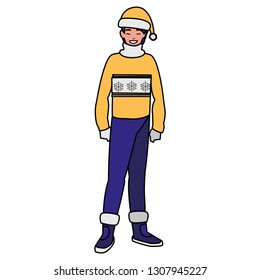 young man with winter clothes
