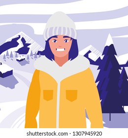 young man with winter clothes