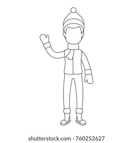 young man with winter clothes