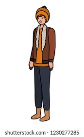 young man with winter clothes avatar character