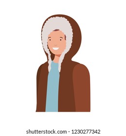 young man with winter clothes avatar character