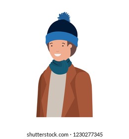 young man with winter clothes avatar character