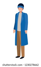 young man with winter clothes avatar character