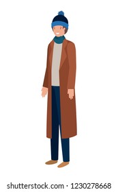 young man with winter clothes avatar character