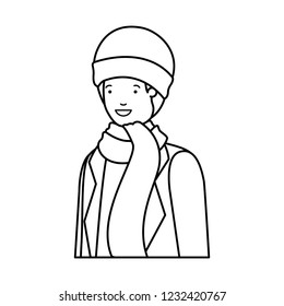 young man with winter clothes avatar character
