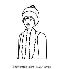 young man with winter clothes avatar character