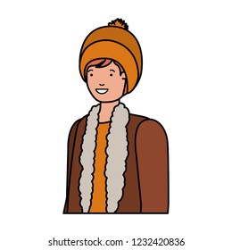 young man with winter clothes avatar character