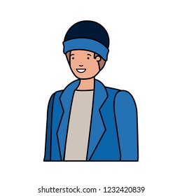 young man with winter clothes avatar character