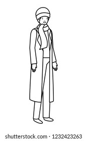 young man with winter clothes avatar character