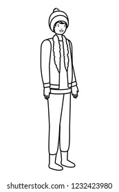 young man with winter clothes avatar character