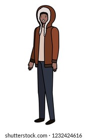young man with winter clothes avatar character