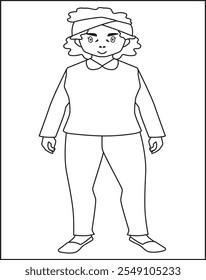 Young Man with Winter Clothes Coloring Page For Kids.