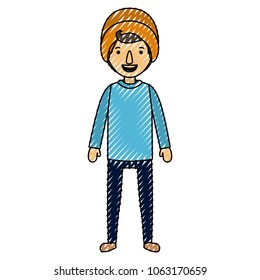 young man with winter clothes and hat