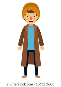 young man with winter clothes and hat