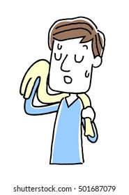 Young man wiping the sweat