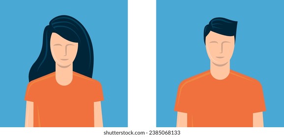 Young man and woman avatar template for social networks or mobile applications. Vector illustration