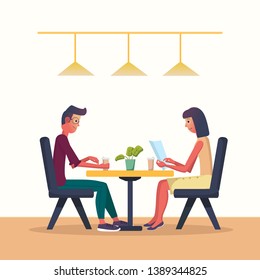 Family Having Dinner Flat Design Style Stock Vector (Royalty Free ...