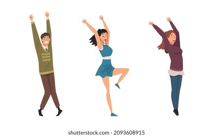 Young Man and Woman Character Afraid of Something Feeling Scared and Terrified Shaking with Fear Vector Set