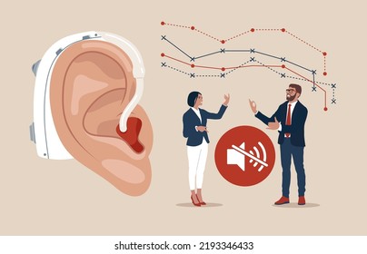 Young man and woman communicate using sign language. World Deaf Day in last Sunday of September. Rally, seminar and various deaf awareness campaign design vector for  website, app.