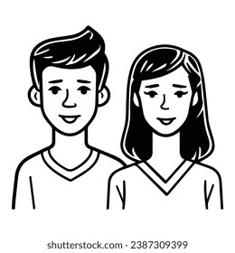Young Man And Woman Couple Flat Icon Isolated On White Background