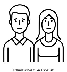 Young Man And Woman Couple Flat Icon Isolated On White Background