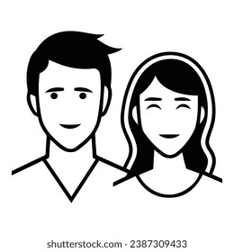 Young Man And Woman Couple Flat Icon Isolated On White Background