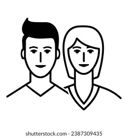 Young Man And Woman Couple Flat Icon Isolated On White Background