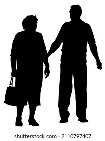 Young man and woman are standing next to each other. Isolated silhouette on a white background