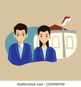Young man and woman are student collage friendship