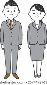 Young man and woman in suit business person full body vector