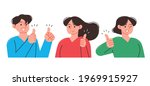 A young man and woman with thumbs up. Business person upper body illustration.